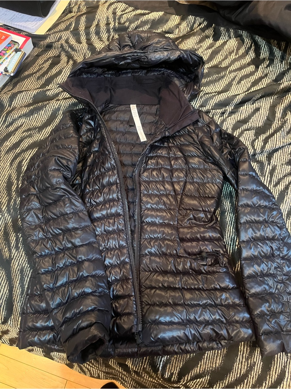 lululemon athletica Black Quilted Hooded Puffer Jacket